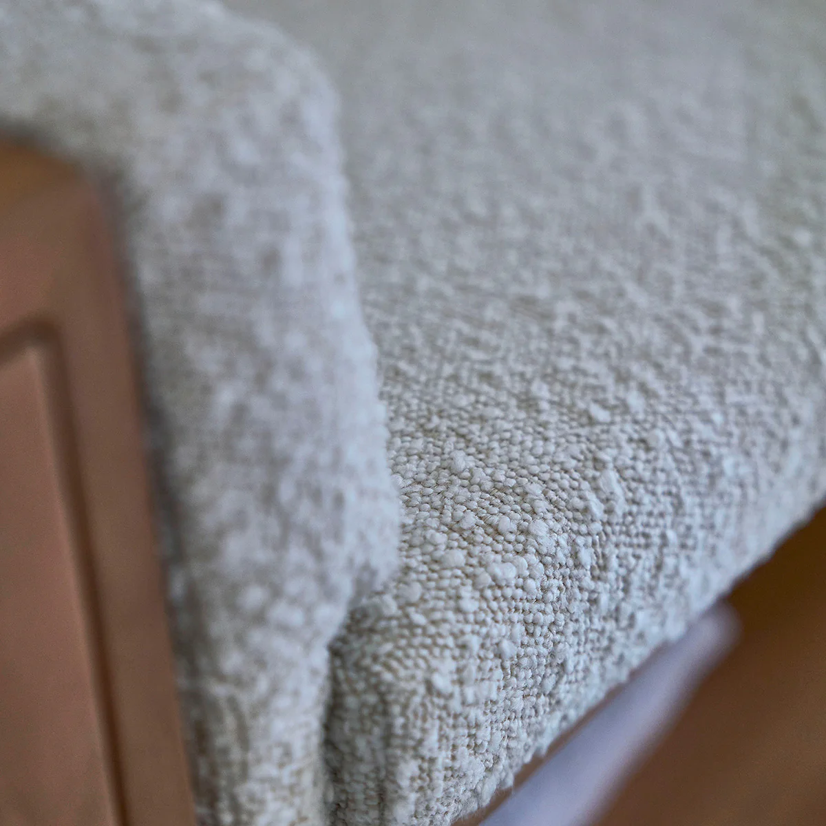 Banc en teck massif et tissu bouclette 120 cm - Image 5