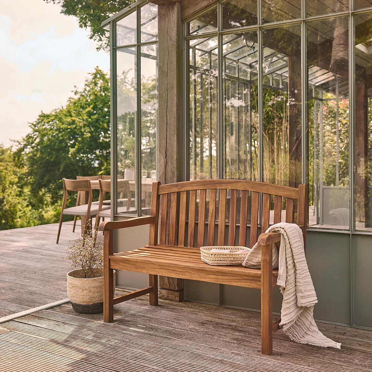 Banc de jardin en teck huilé massif 120 cm