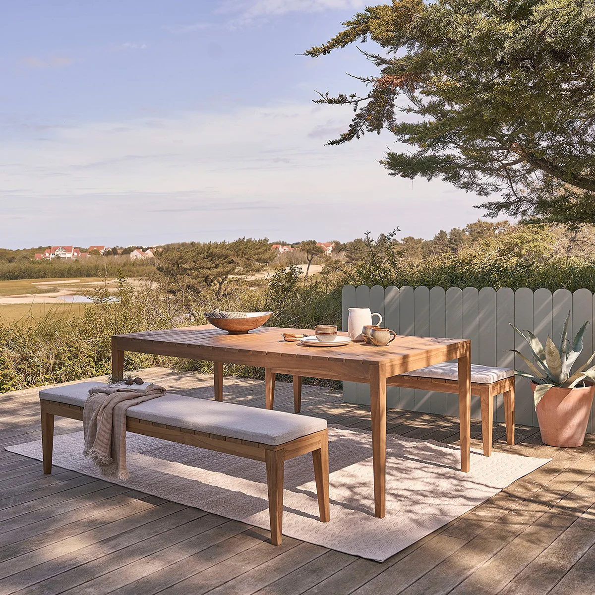 Banc de jardin en teck massif 180 cm avec coussin - Image 10