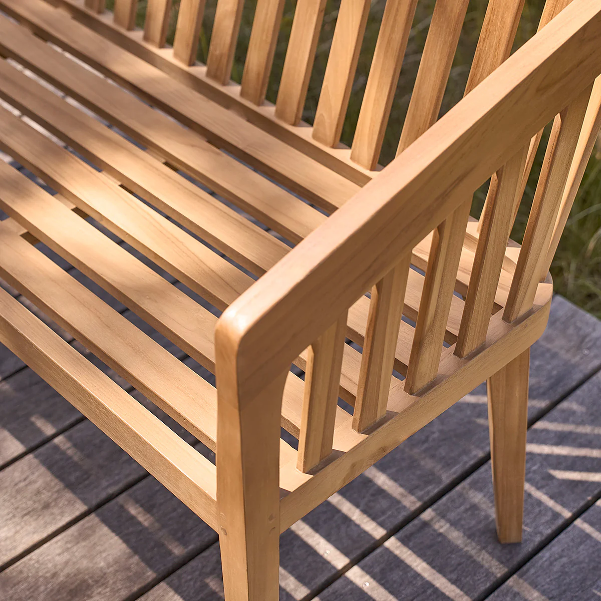 Banc de jardin arrondi en teck massif 150 cm avec coussin - Image 7