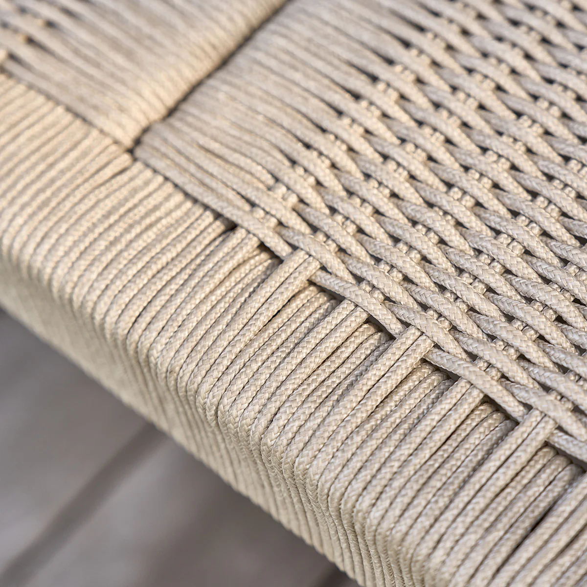 Banc de jardin en teck massif et cordage beige - Image 4