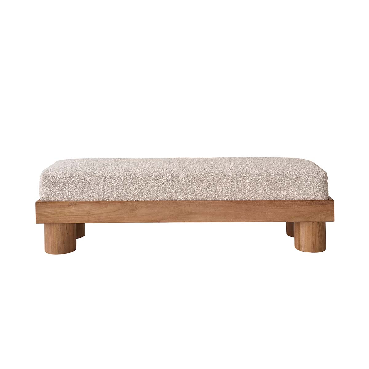 Banc en teck massif et tissu bouclette 140 cm - Image 2