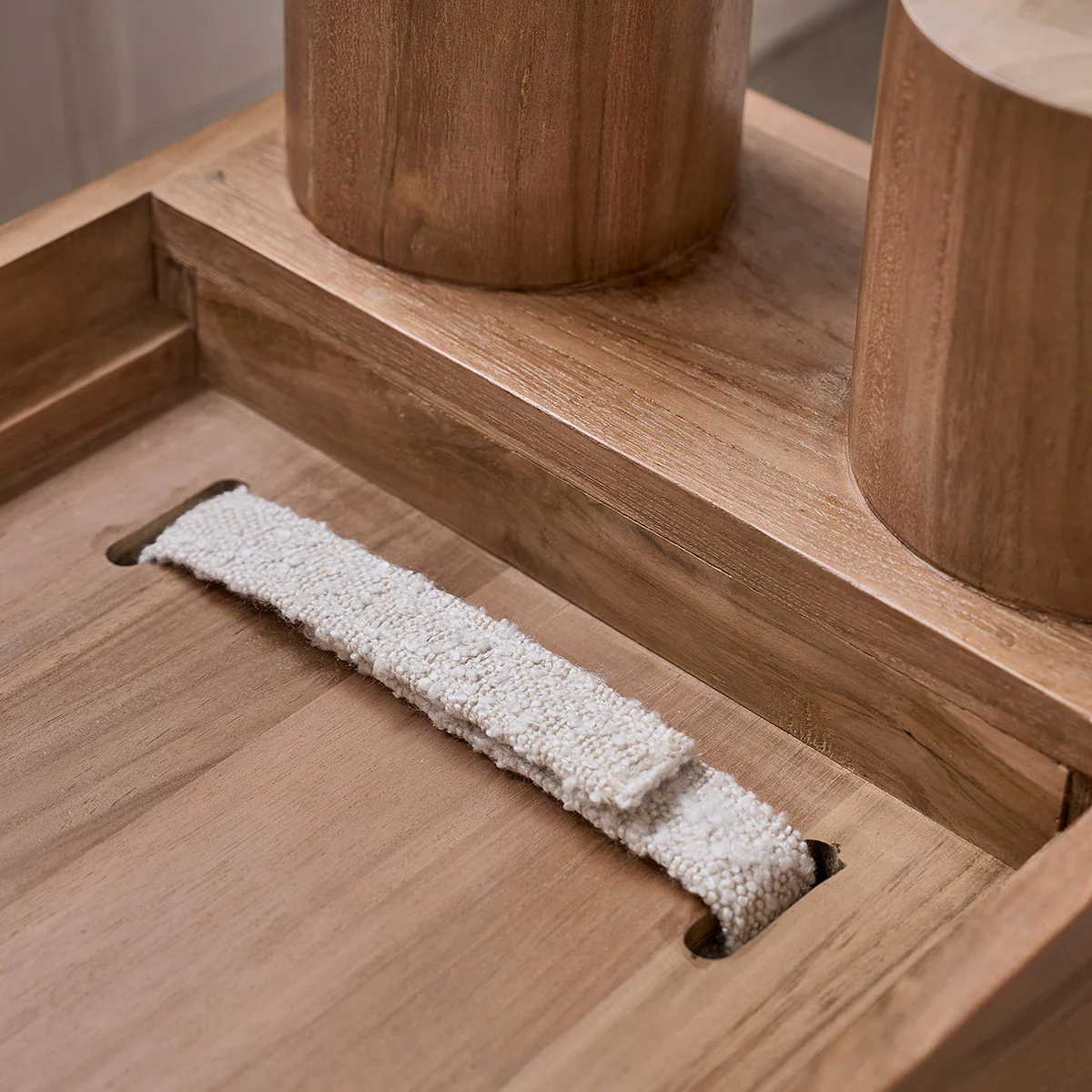 Banc en teck massif et tissu bouclette 140 cm - Image 6