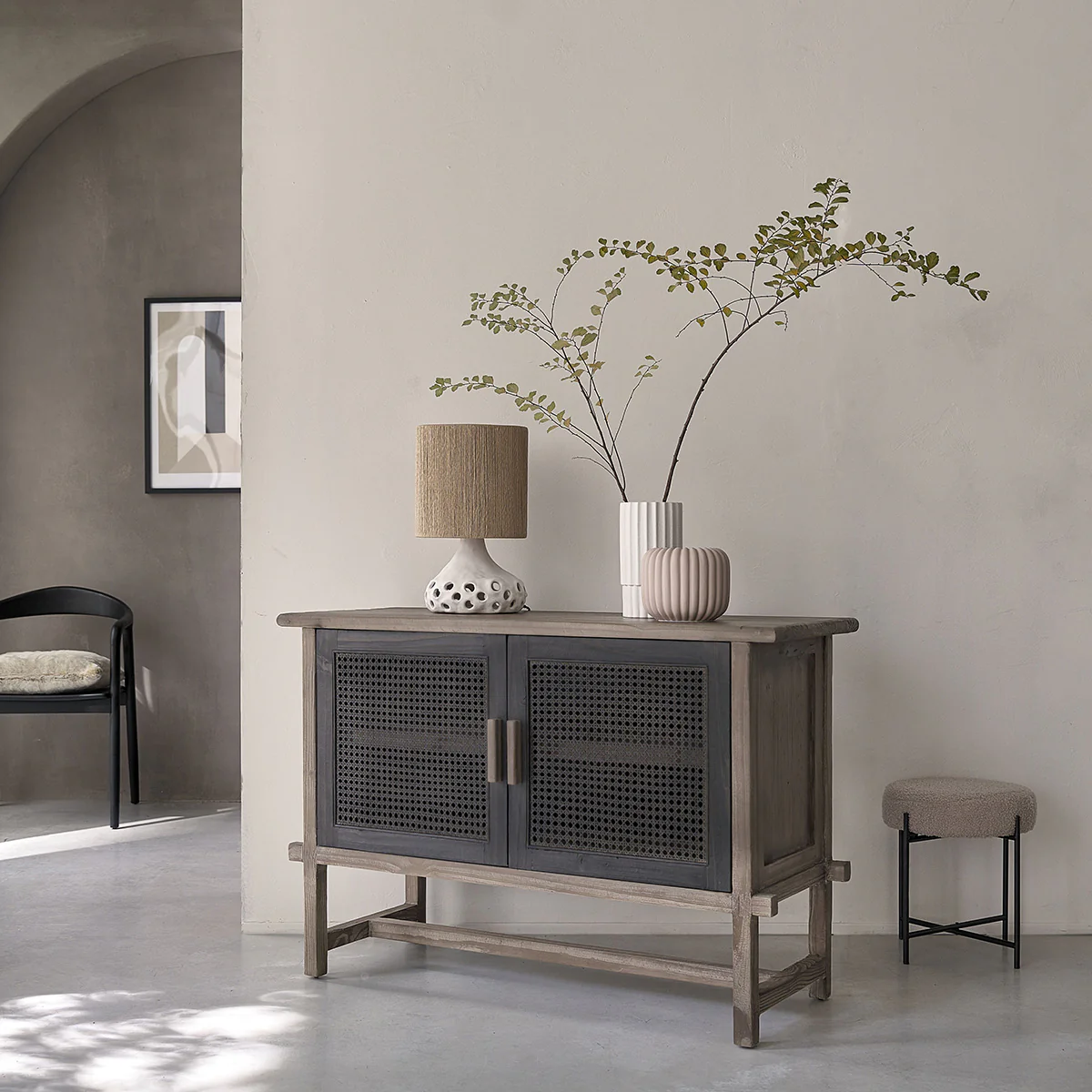 Buffet en bois recyclé massif 120 cm - Image 3