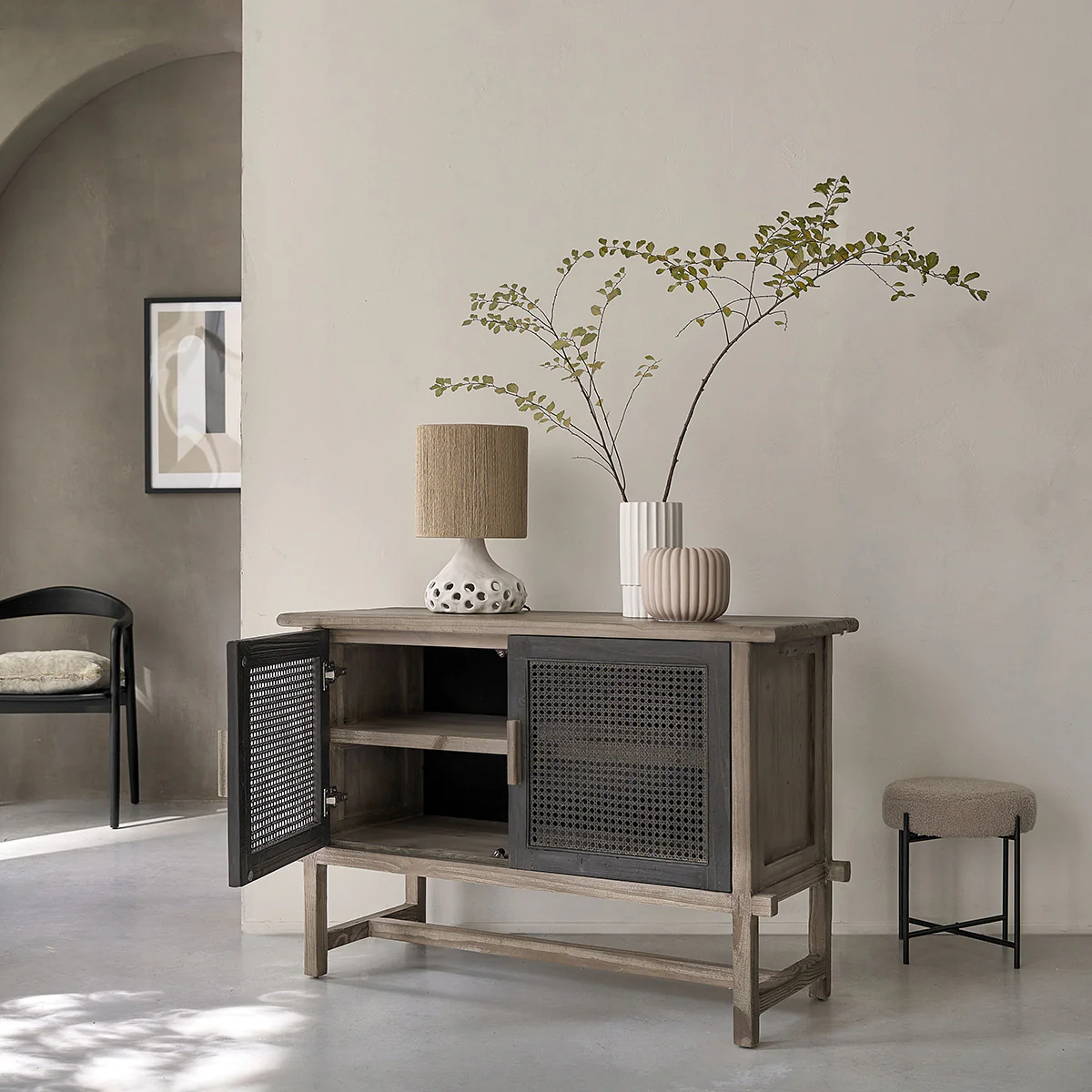 Buffet en bois recyclé massif 120 cm - Image 4