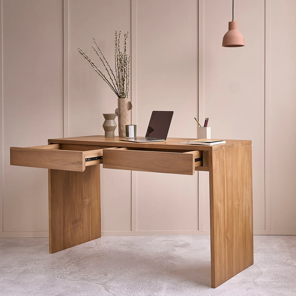Bureau en teck massif 130 cm - Image 4
