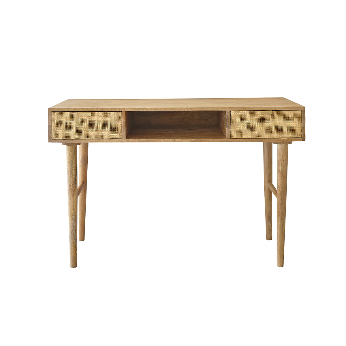 Bureau en manguier massif et cannage 120 cm - Image 2