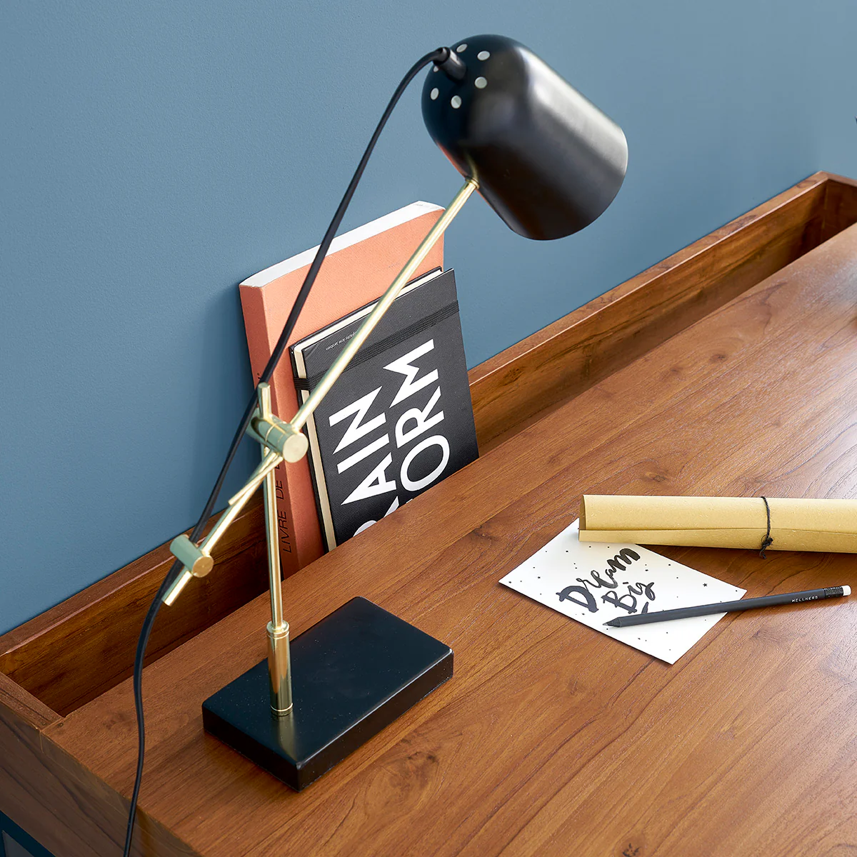 Bureau en teck massif et métal 120 cm - Image 3