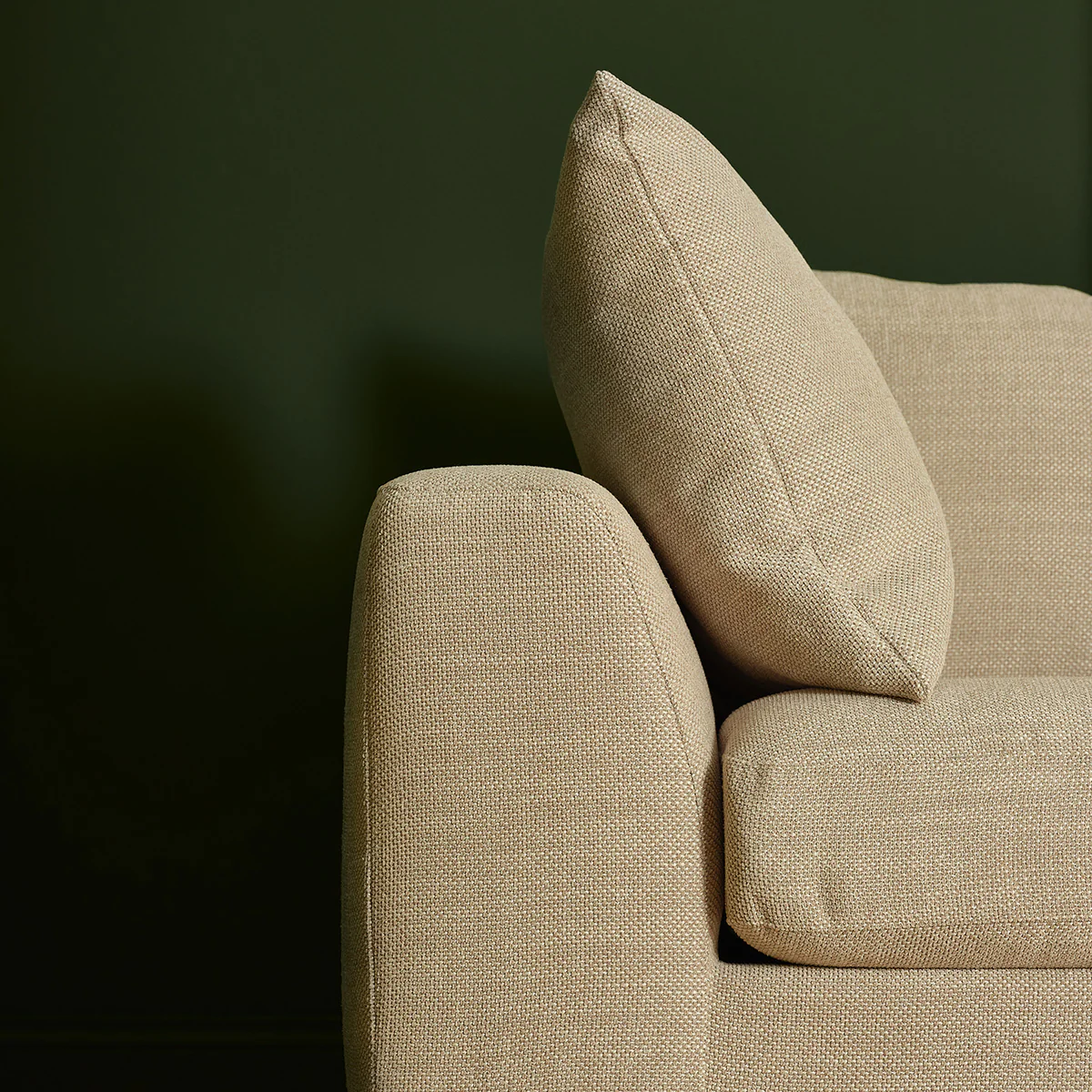 Canapé droit convertible 3 places en tissu texturé beige chiné - Image 7