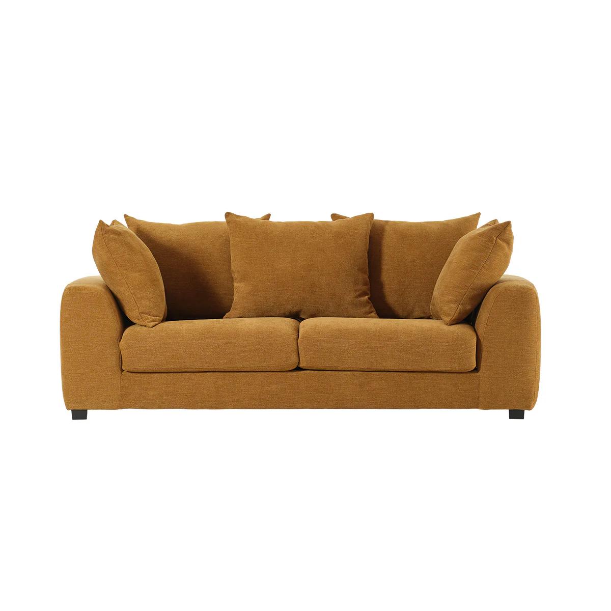 Canapé droit convertible 3 places en tissu effet lin bronze - Image 2