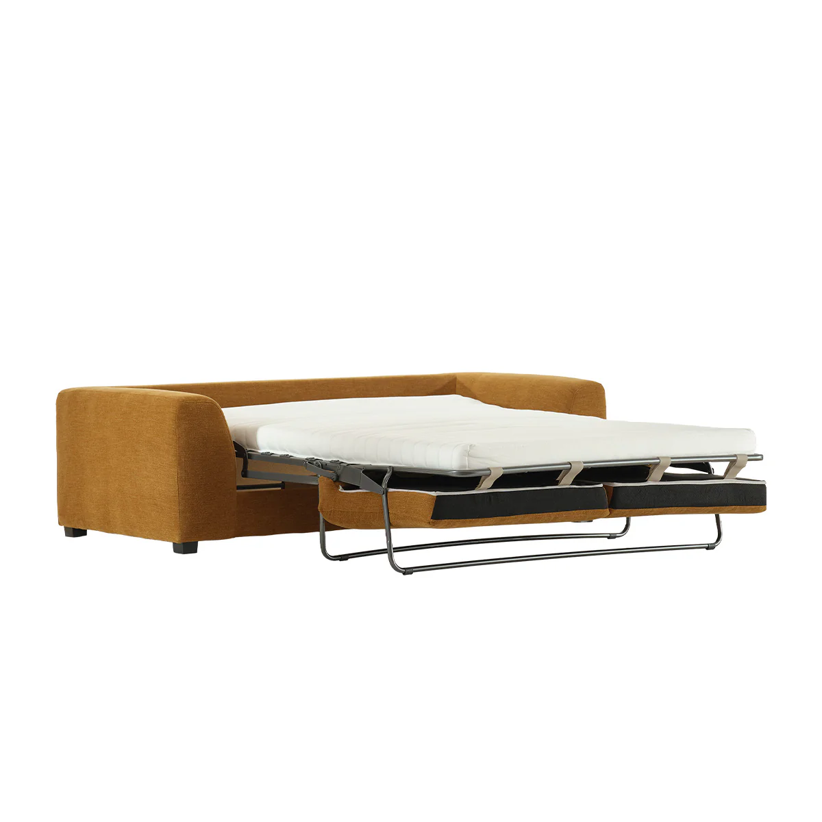 Canapé droit convertible 3 places en tissu effet lin bronze - Image 3