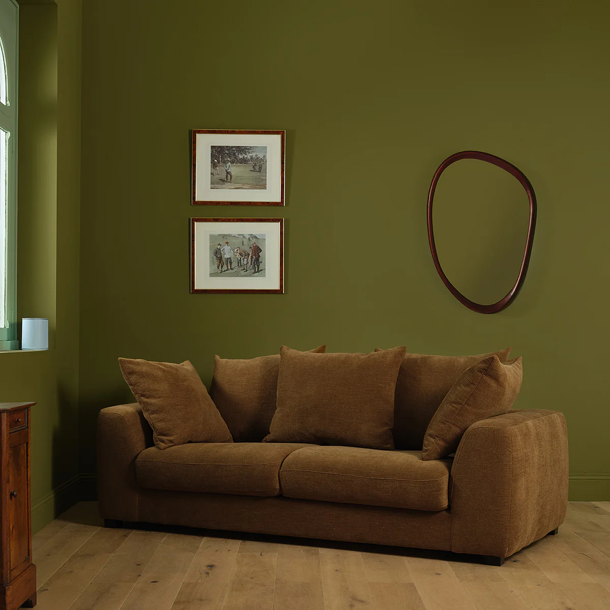 Canapé droit convertible 3 places en tissu effet lin bronze - Image 4