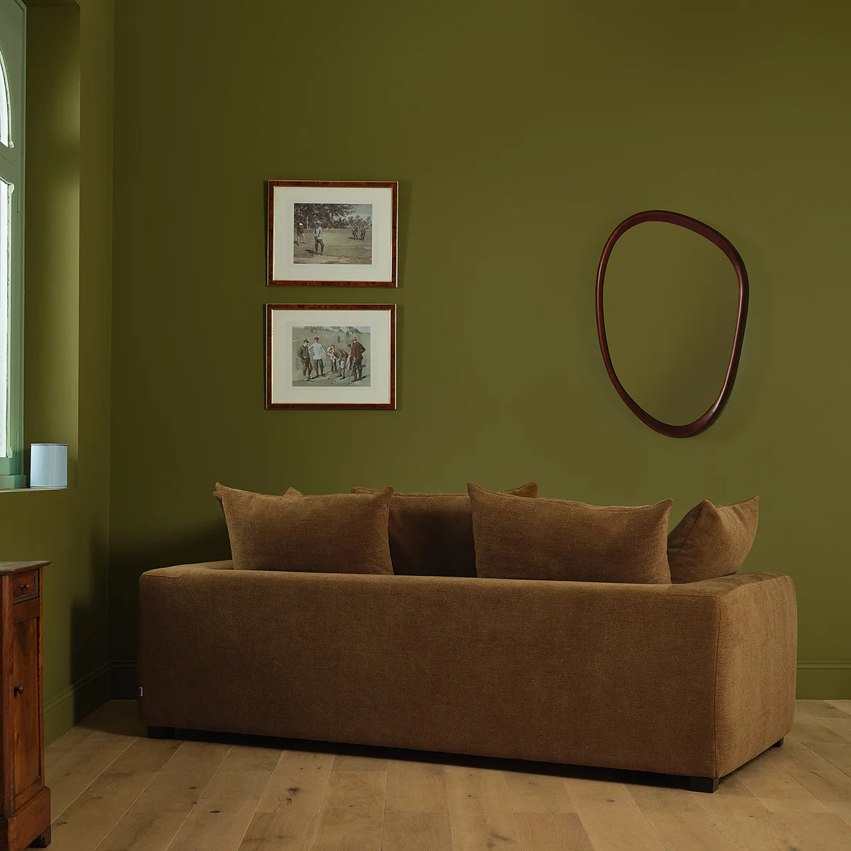 Canapé droit convertible 3 places en tissu effet lin bronze - Image 5