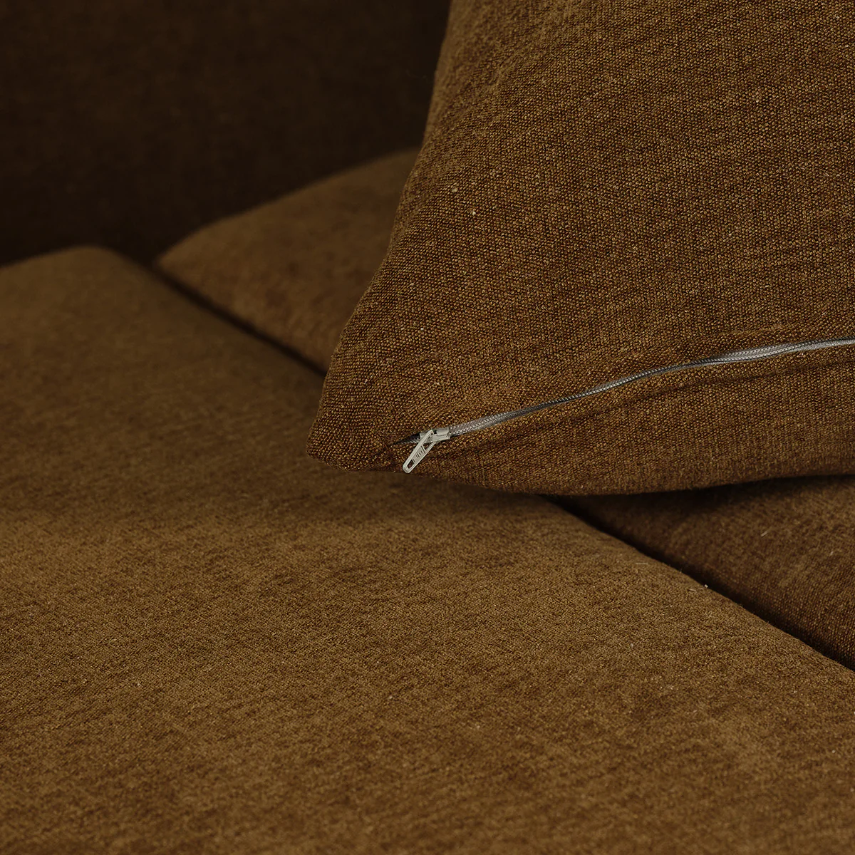 Canapé droit convertible 3 places en tissu effet lin bronze - Image 6