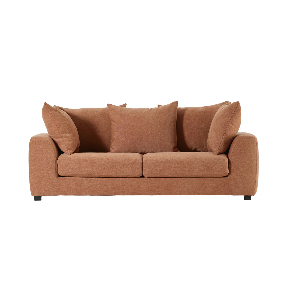 Canapé droit convertible 3 places en tissu effet lin terracotta - Image 2