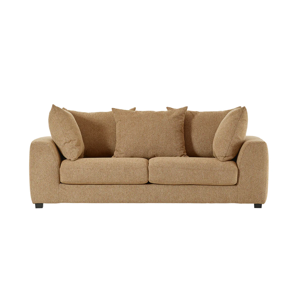 Canapé droit convertible 3 places en tissu texturé marron clair chiné - Image 2
