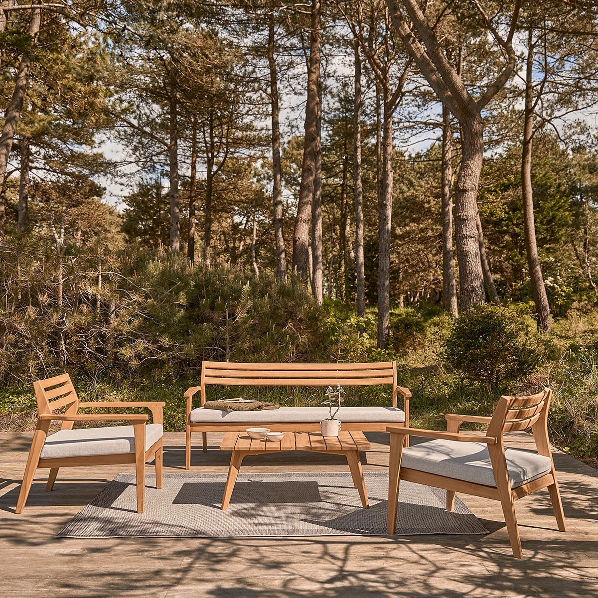 Canapé de jardin en teck massif 175 cm - Image 7