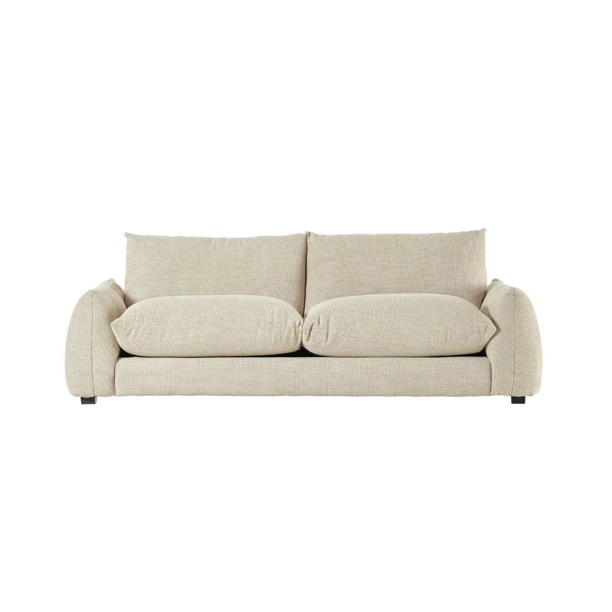 Canapé droit 3 places en tissu texturé beige chiné - Image 2