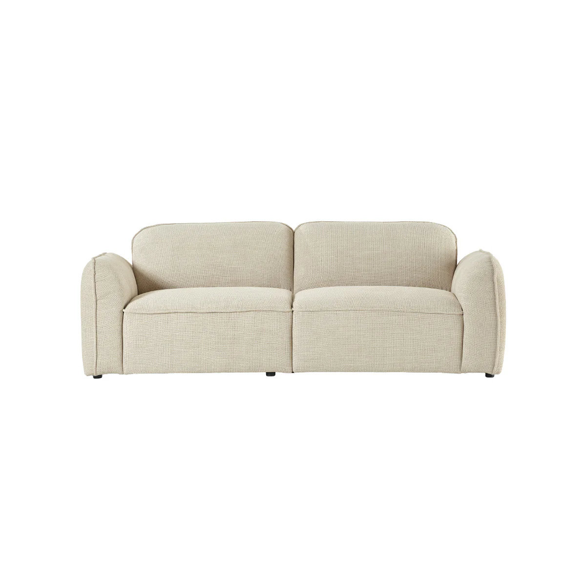 Canapé droit 3 places en tissu texturé beige chiné - Image 2