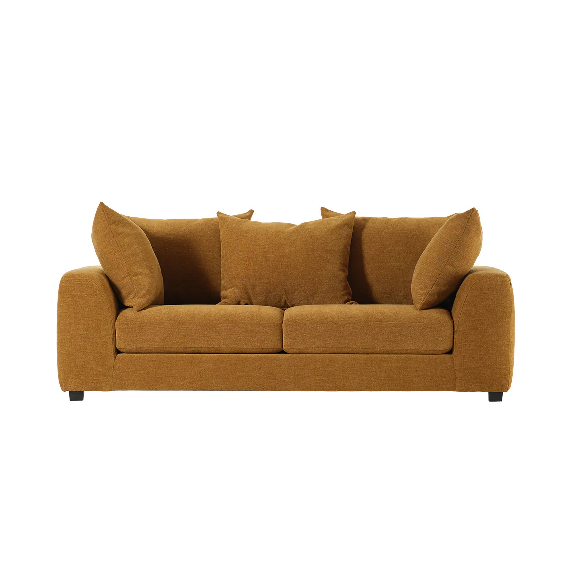 Canapé droit 3 places en tissu effet lin bronze - Image 2