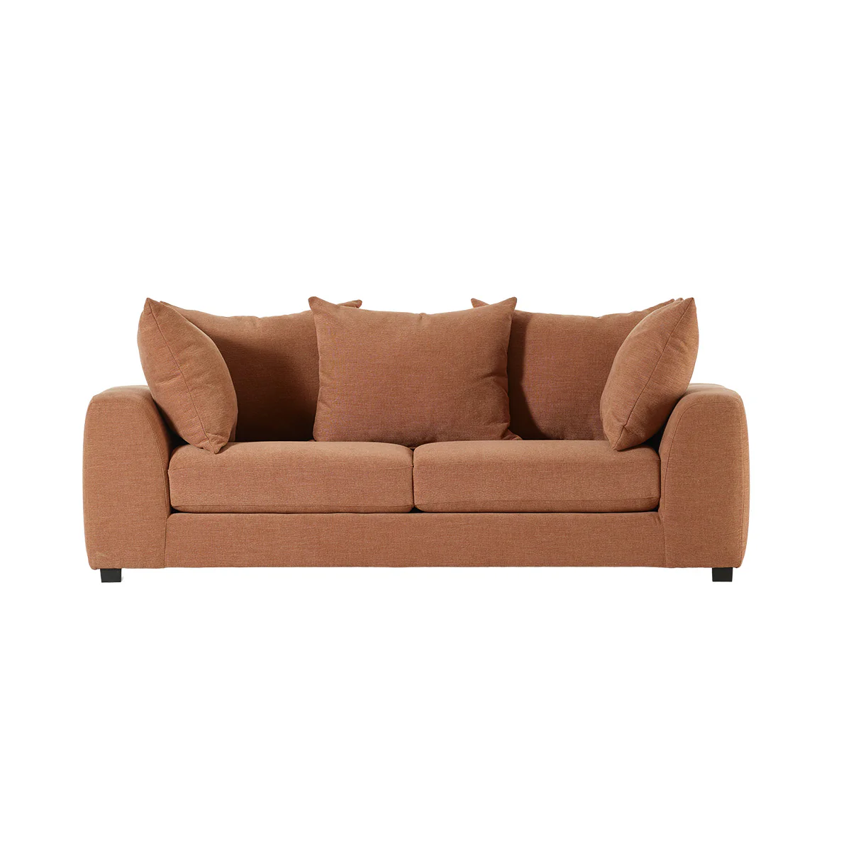 Canapé droit 3 places en tissu effet lin terracotta - Image 2
