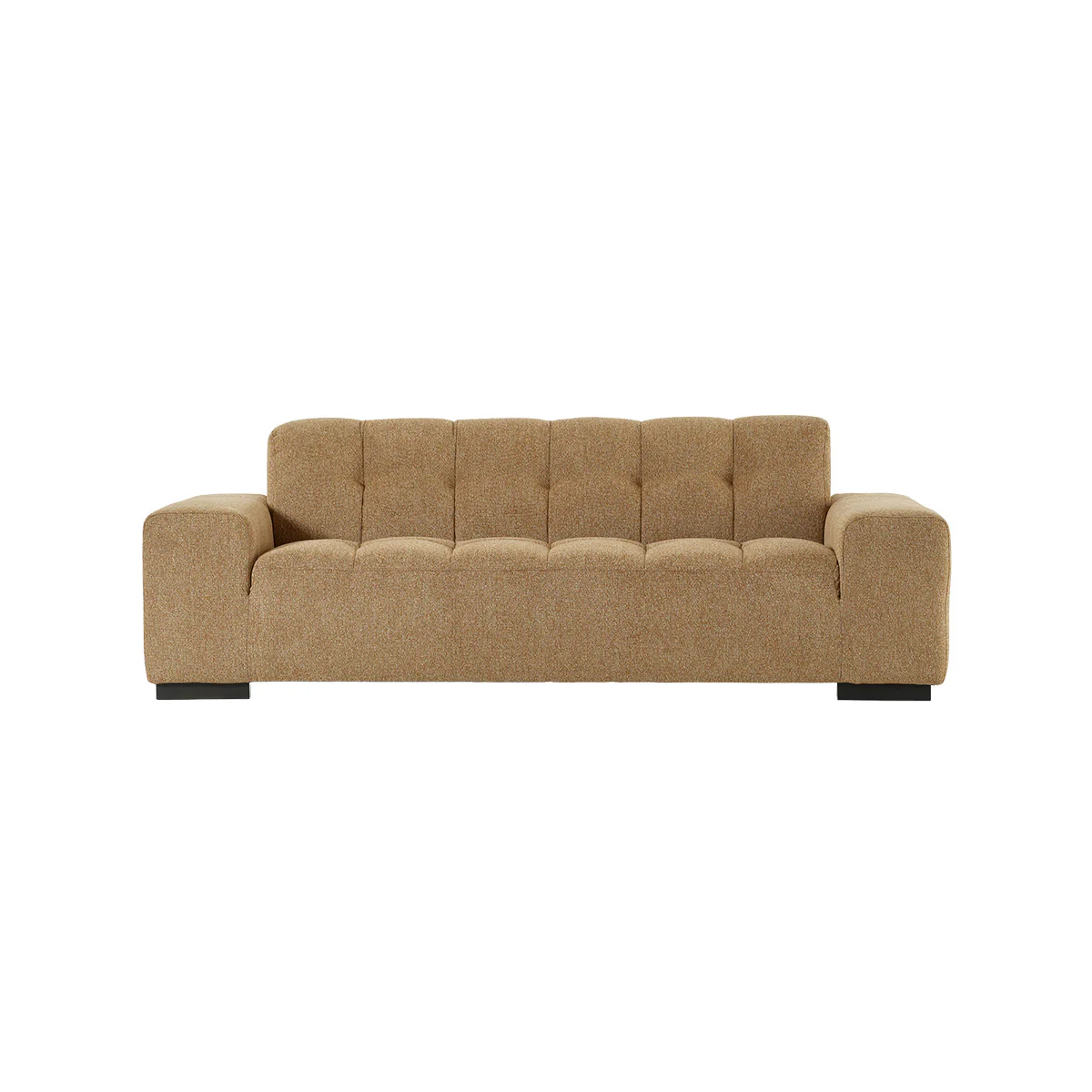 Canapé droit 3 places en tissu texturé marron clair chiné - Image 2