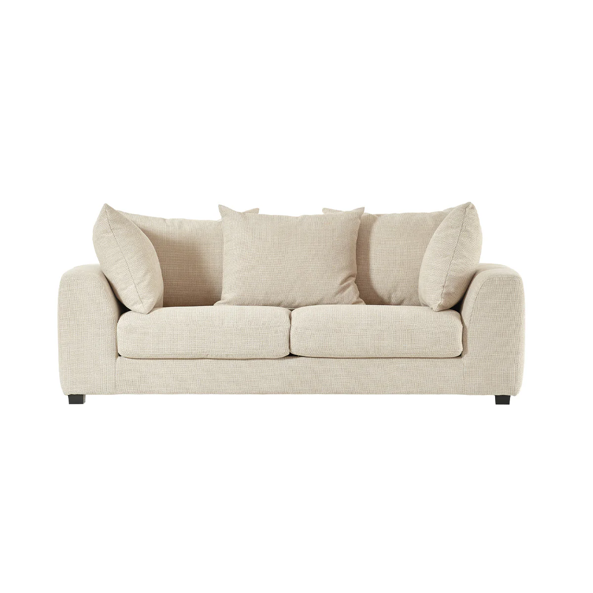 Canapé droit 3 places en tissu texturé beige chiné - Image 2