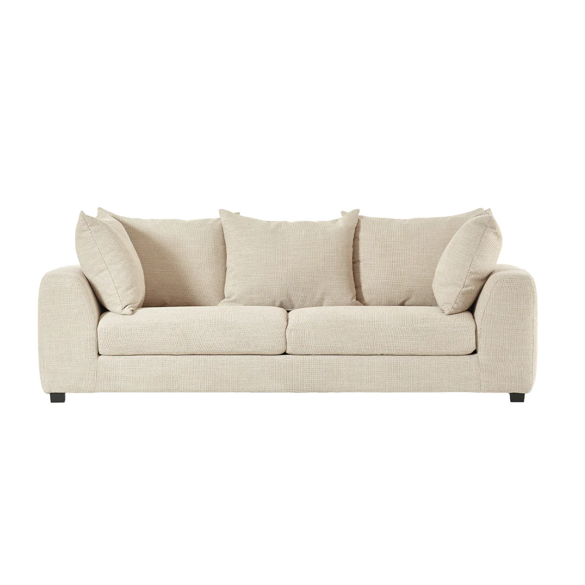 Canapé droit 4 places en tissu texturé beige chiné - Image 2