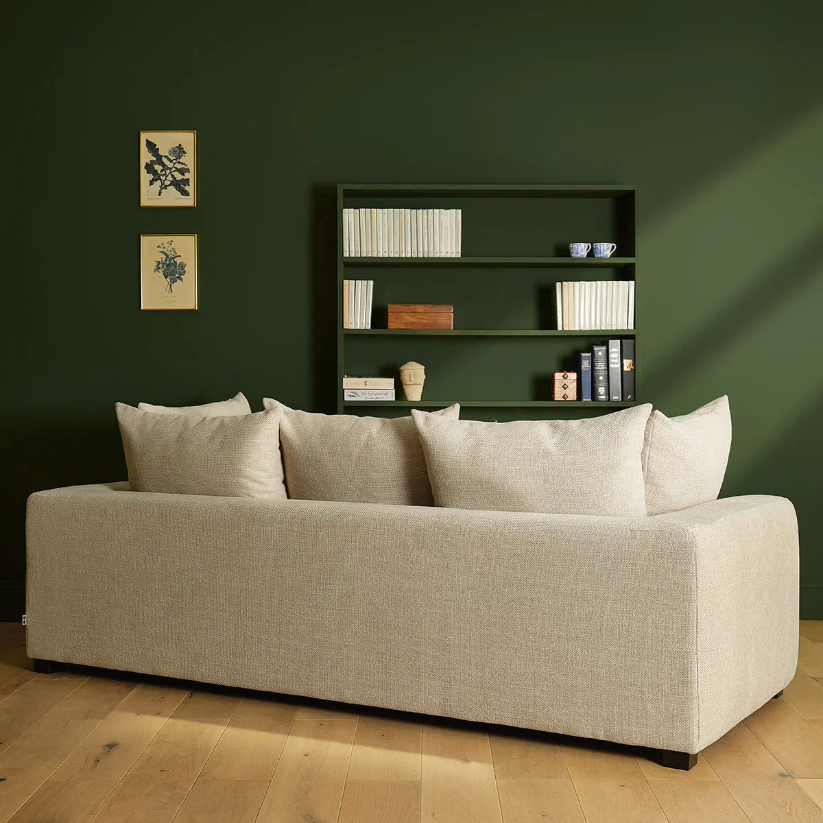 Canapé droit 4 places en tissu texturé beige chiné - Image 4