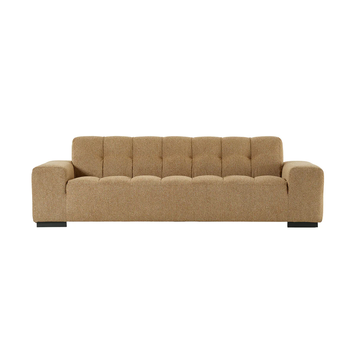 Canapé droit 4 places en tissu texturé marron clair chiné - Image 2