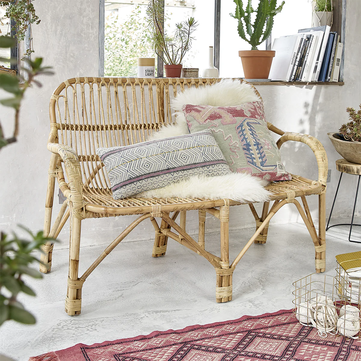 Banquette en rotin vintage - Image 3