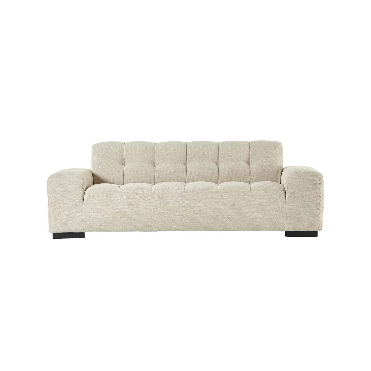 Canapé droit 3 places en tissu texturé beige chiné - Image 2