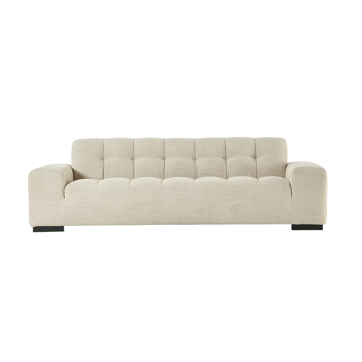 Canapé droit 4 places en tissu texturé beige chiné - Image 2