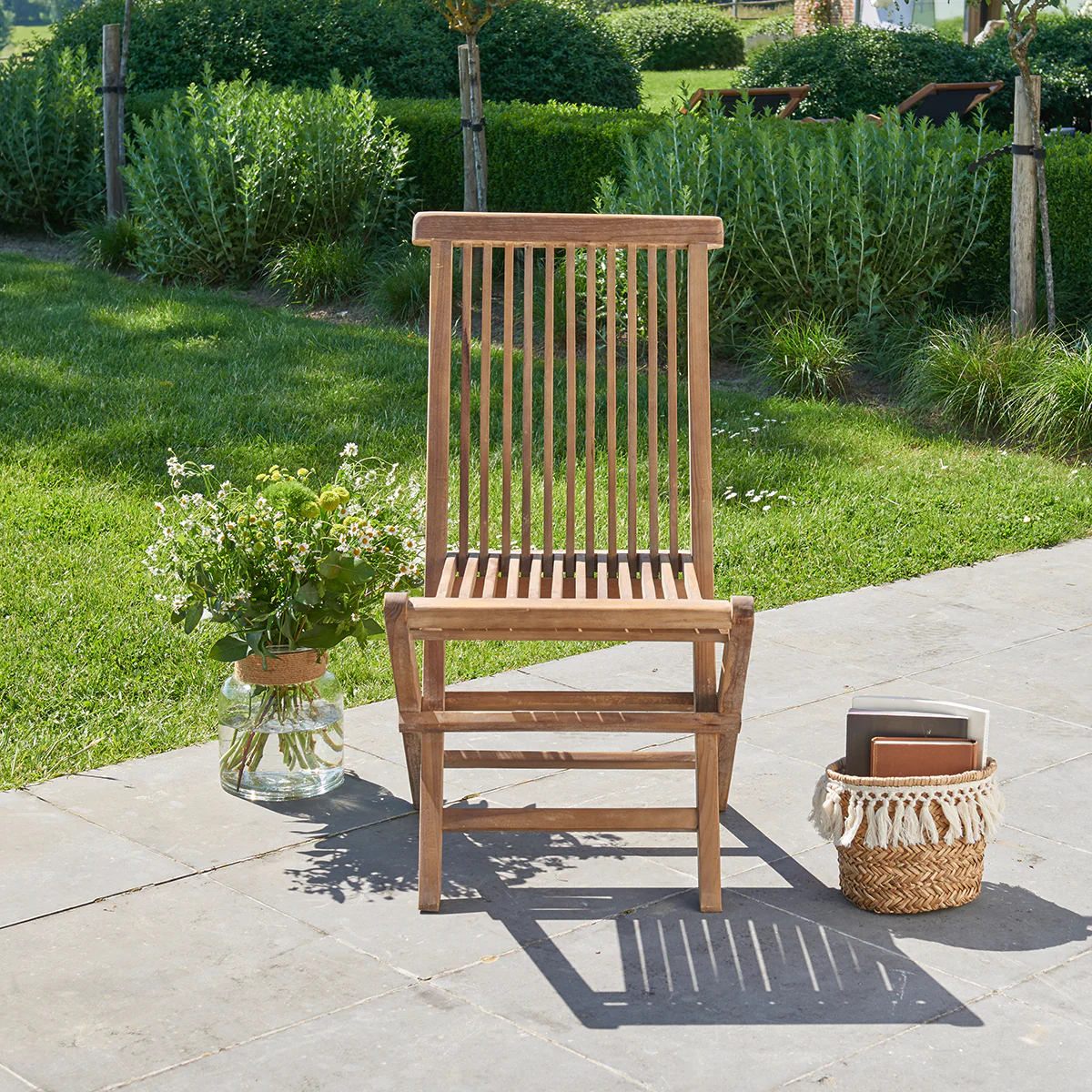 Chaise de jardin en teck huilé massif pliante (lot de 2) - Image 4