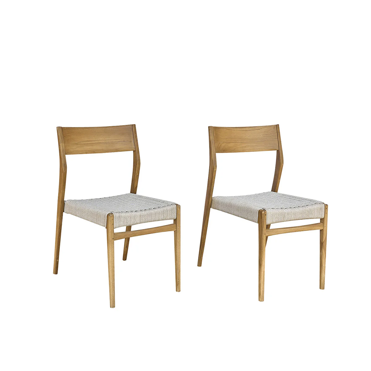 Chaise de jardin en teck massif et cordage beige (lot de 2) - Image 2