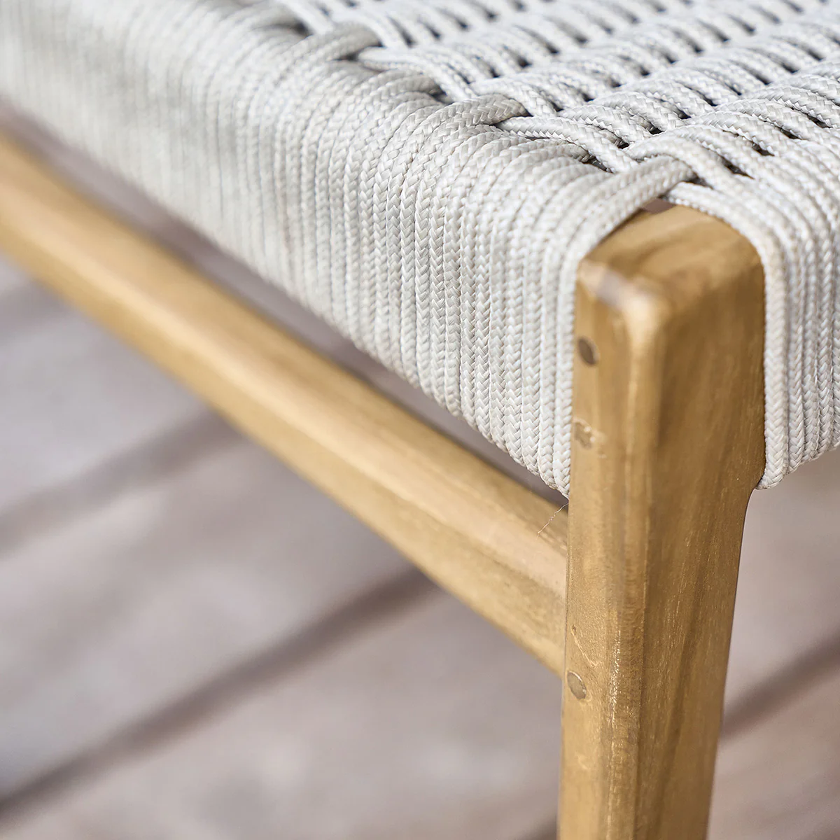 Chaise de jardin en teck massif et cordage beige (lot de 2) - Image 5