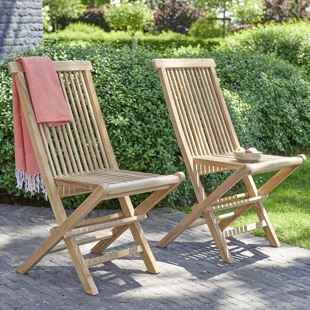 Chaise de jardin en teck massif pliante (lot de 2)