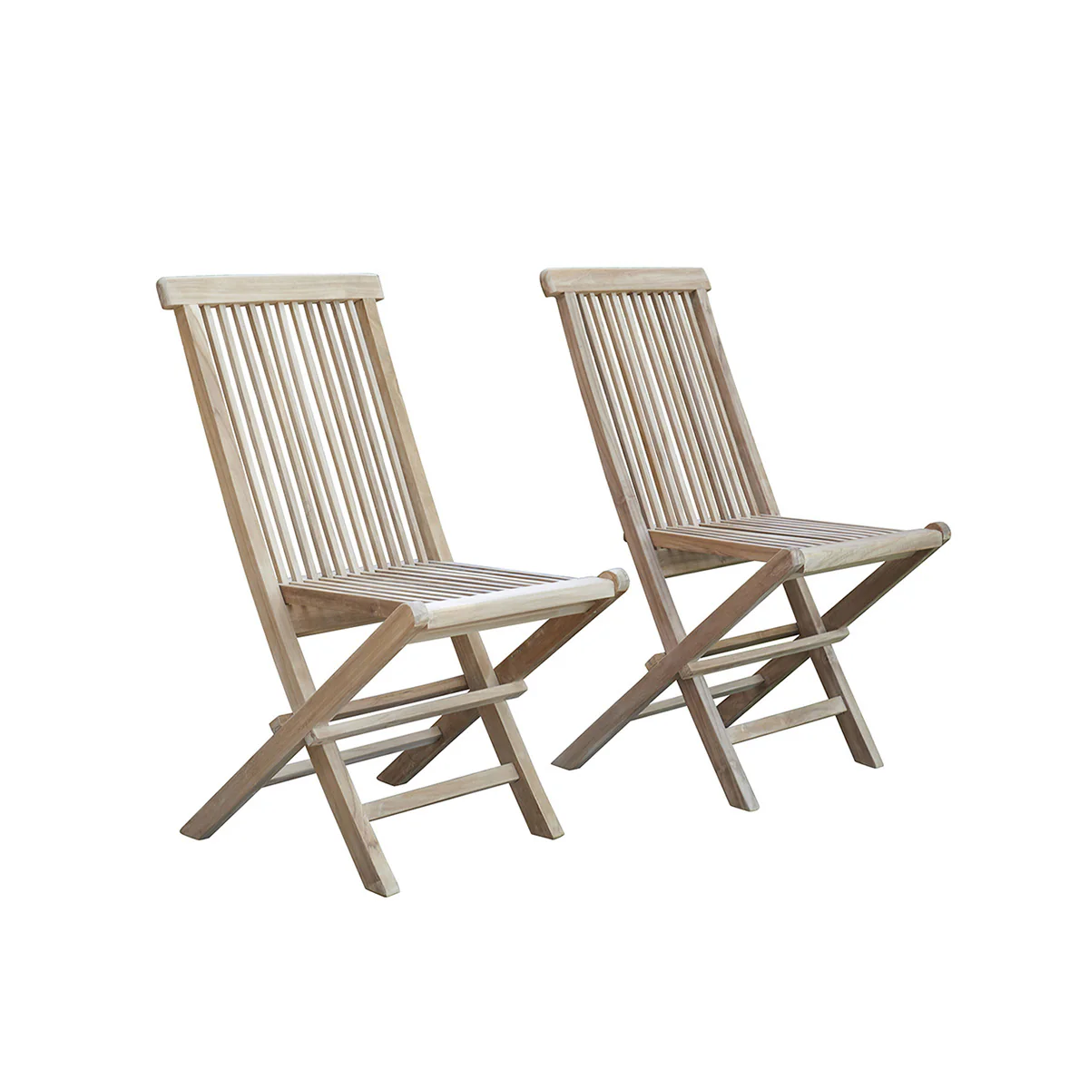 Chaise de jardin en teck massif pliante (lot de 2) - Image 2