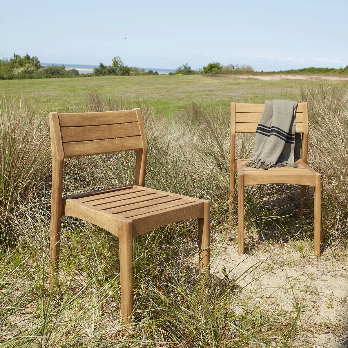 Chaise de jardin en teck massif recyclé (lot de 2)