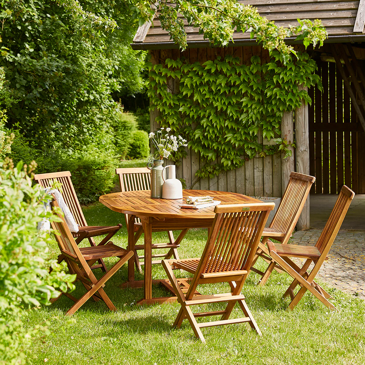 Chaise de jardin en teck huilé massif pliante (lot de 4) - Image 6