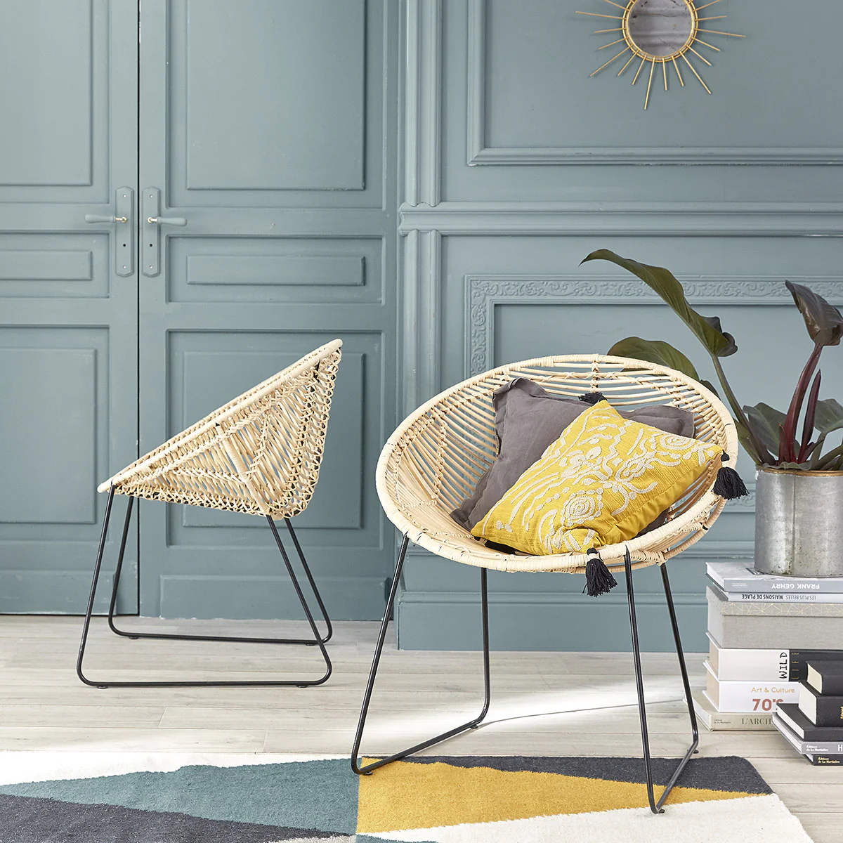 Chaise en rotin et métal - Image 5