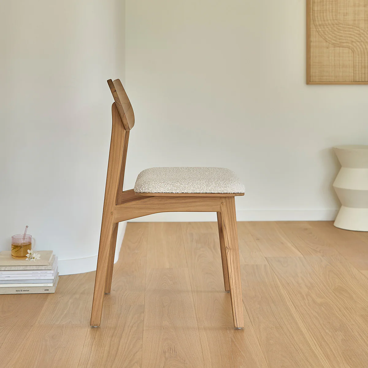 Chaise en teck massif assise bouclette - Image 3