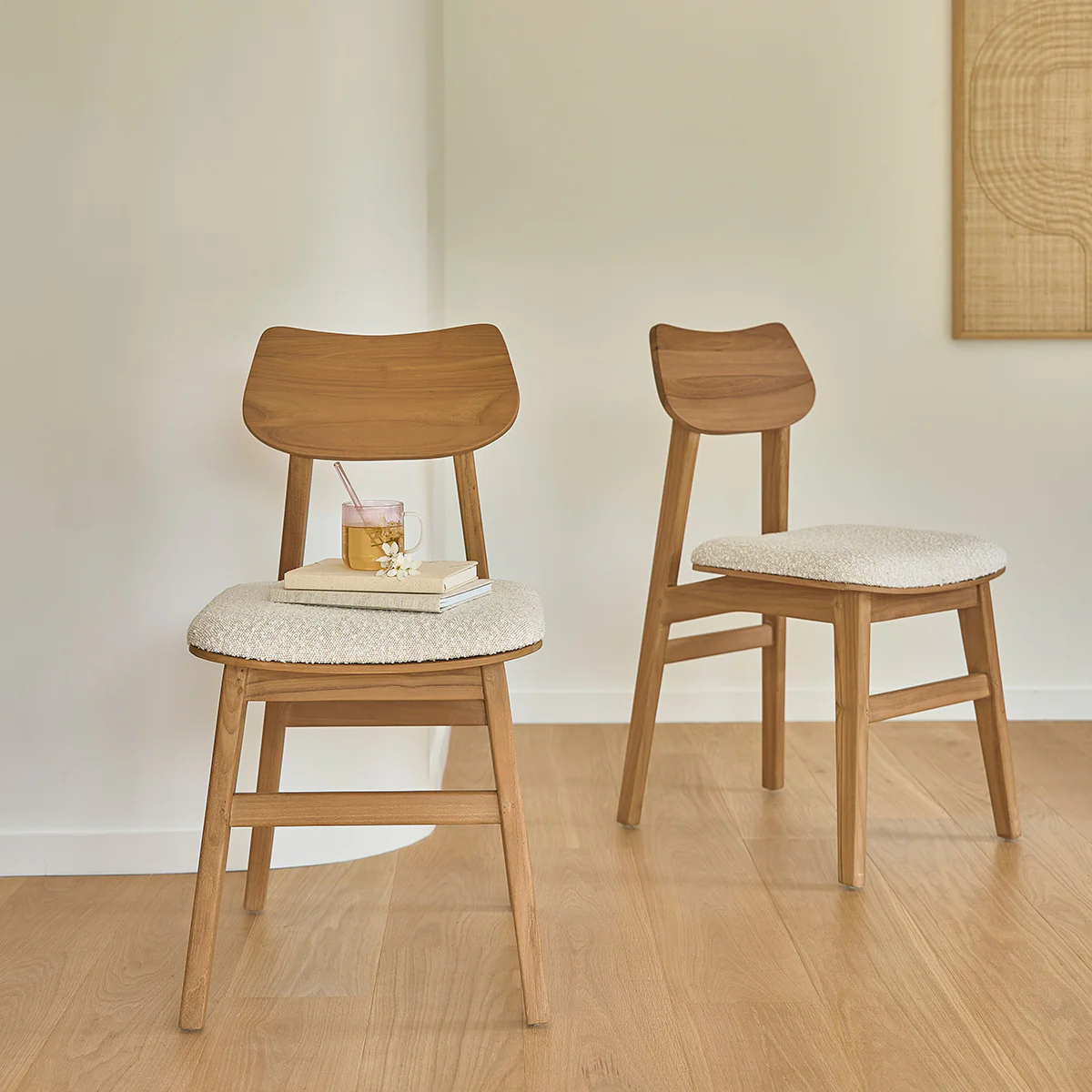 Chaise en teck massif assise bouclette - Image 4
