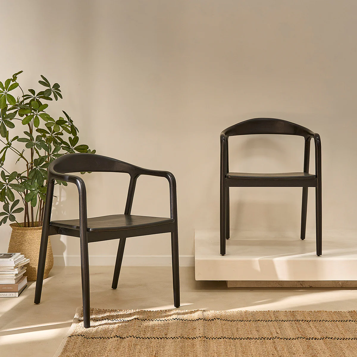 Chaise en teck massif noire - Image 4