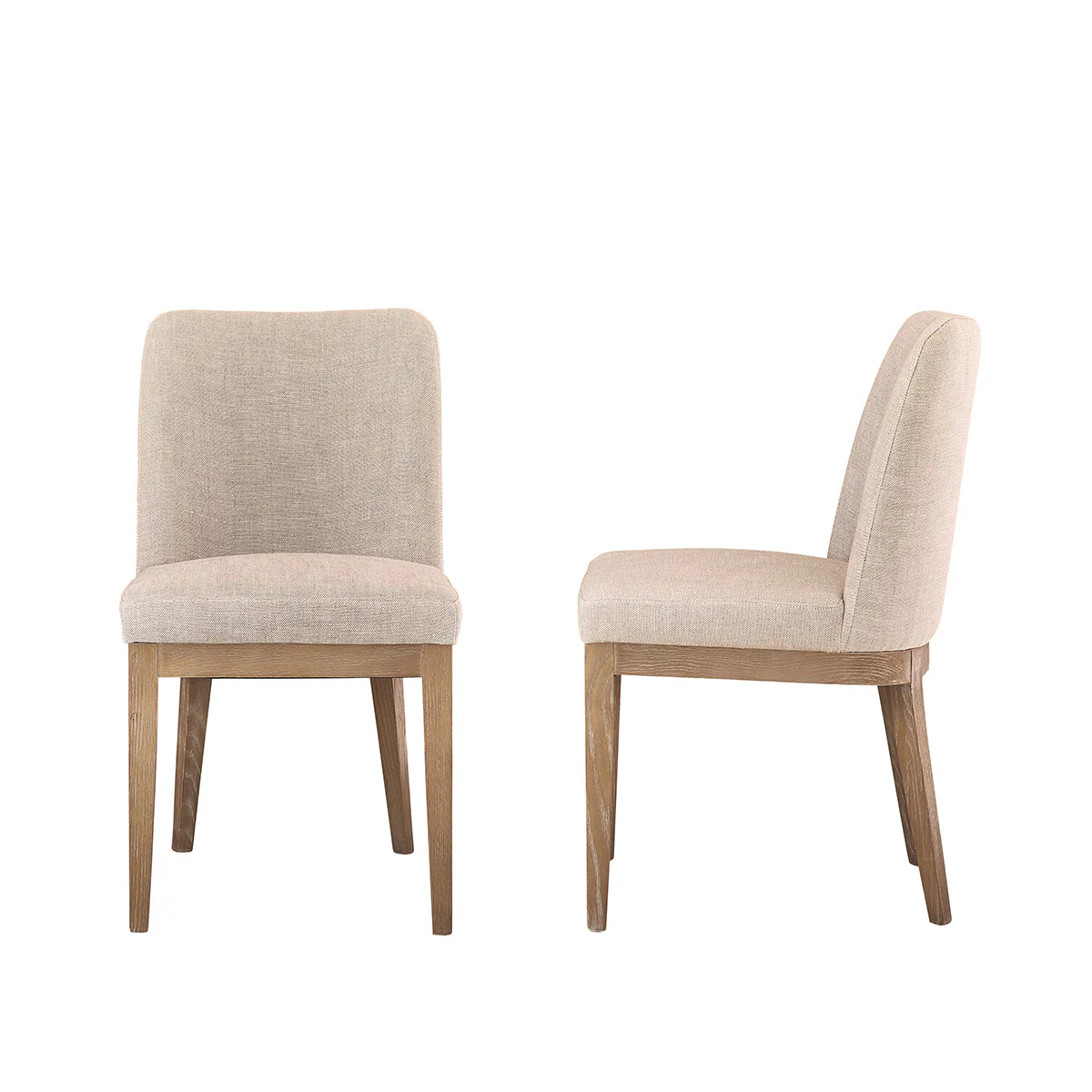 Lot de 2 chaises en chêne massif et tissu lin - Image 2