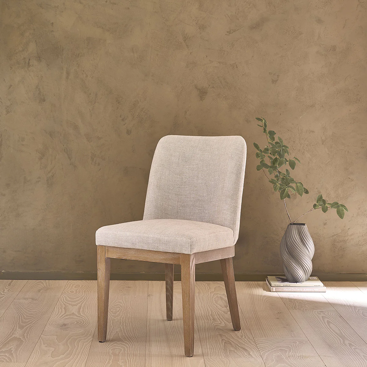 Lot de 2 chaises en chêne massif et tissu lin - Image 7
