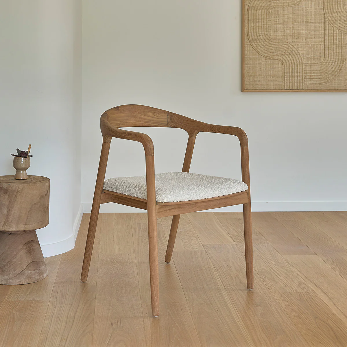 Lot de 2 chaises en teck massif assise bouclette - Image 3