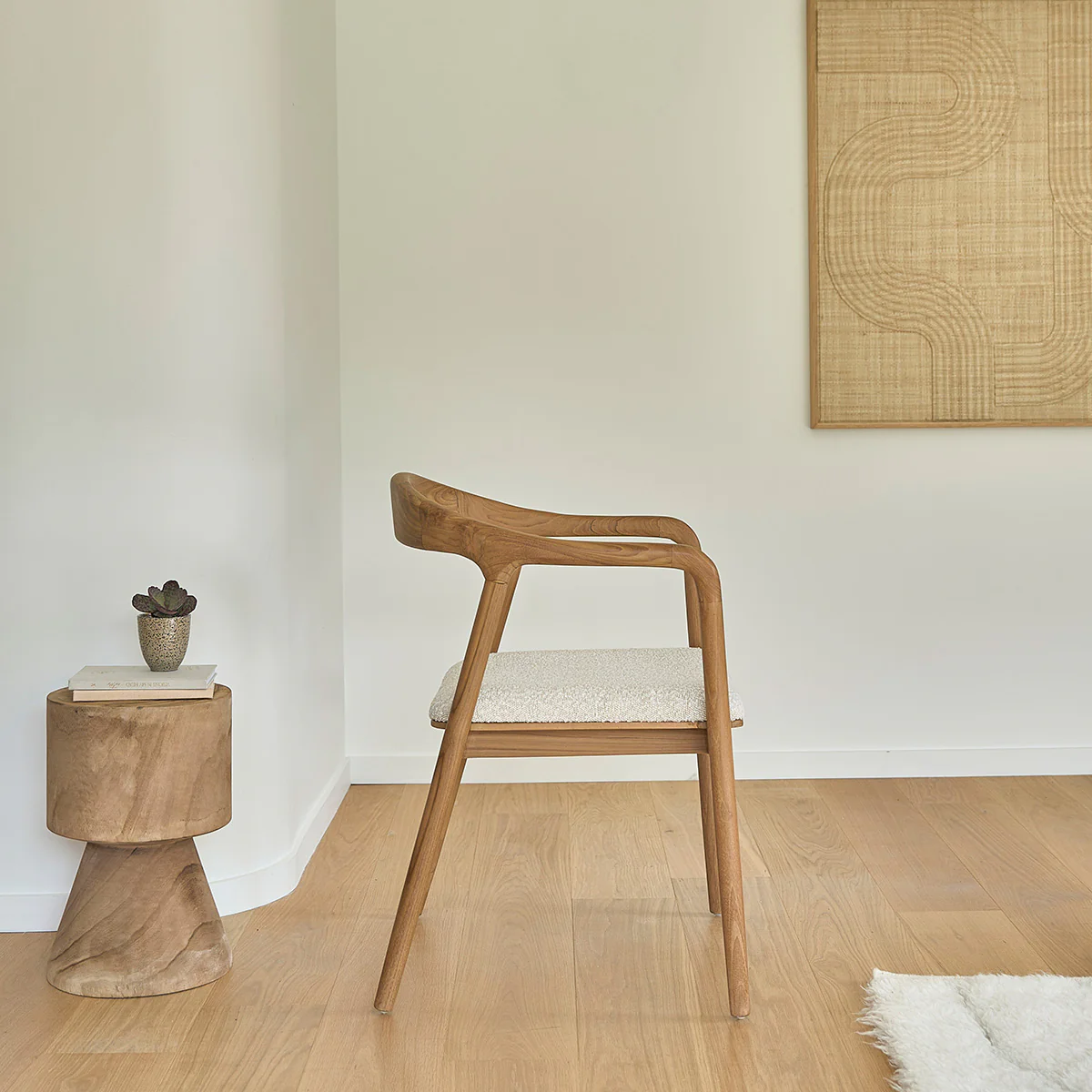 Lot de 2 chaises en teck massif assise bouclette - Image 4