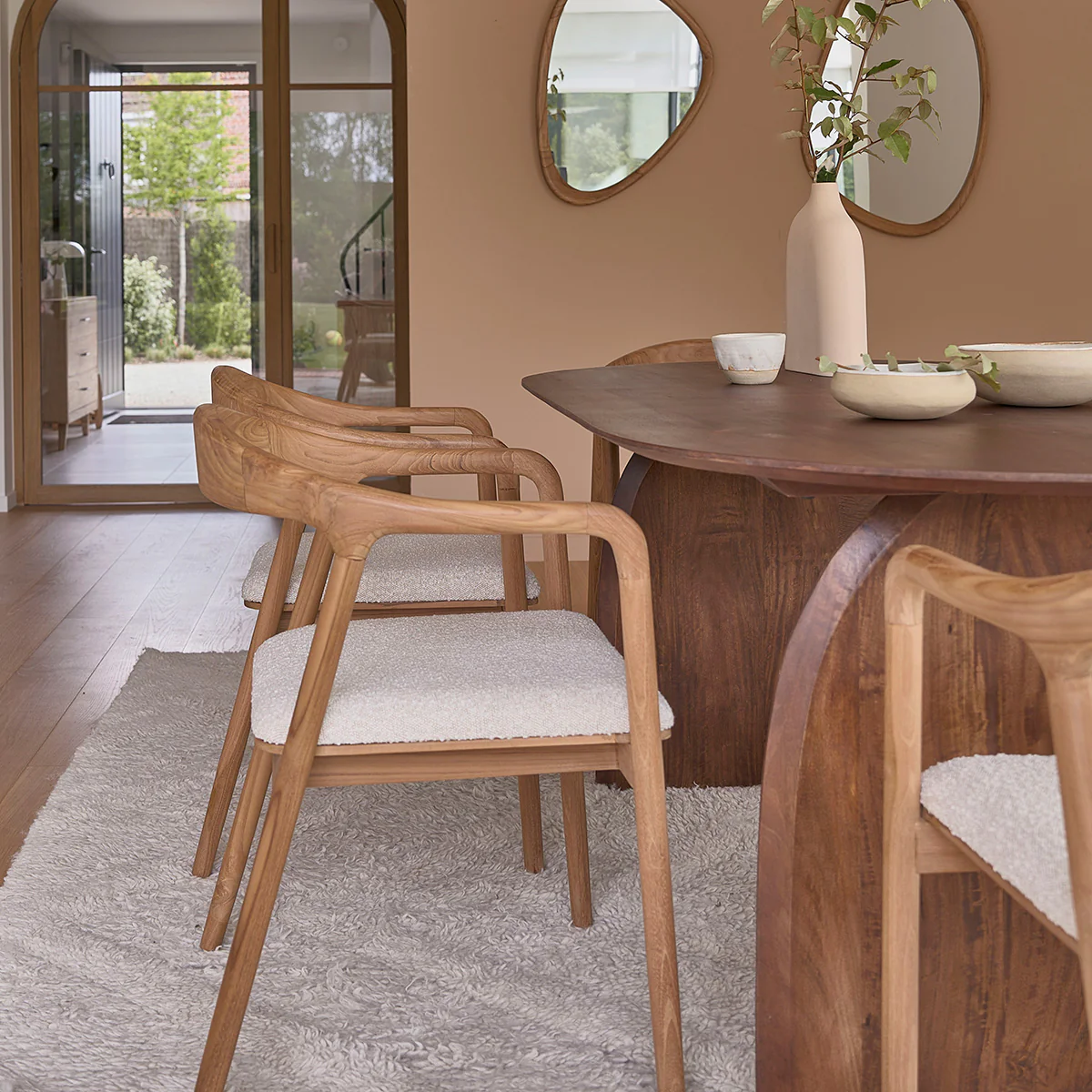 Lot de 2 chaises en teck massif assise bouclette - Image 8