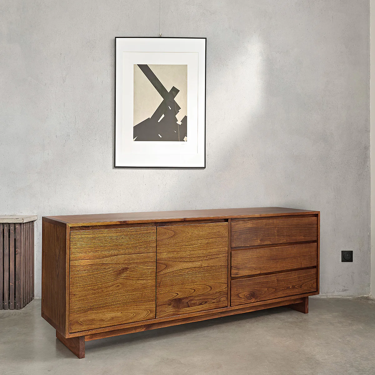 Commode en mindi massif finition noyer 180 cm - Image 3